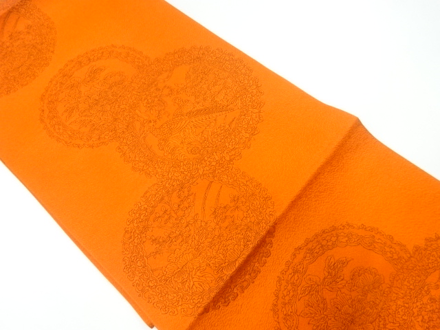 JAPANESE NAGOYA OBI / WOVEN FLOWER & BIRD